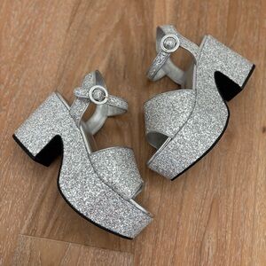 Larroude Miso Platform Glitter Heels